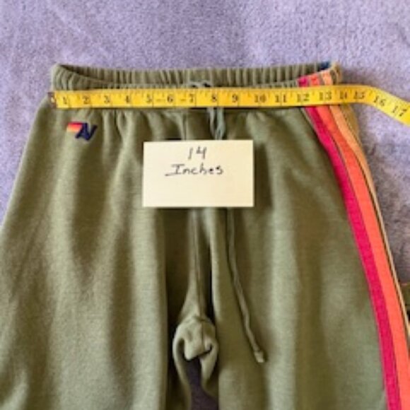 Aviator Nation 5 Stripe Sweatpants Green "Rainbow Stripe" - Picture 5 of 6